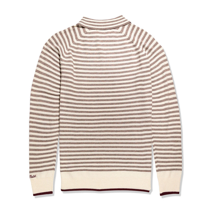 Striped sweater with a collar on a white background