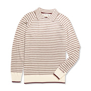 Striped long-sleeve shirt with brand logo on a white background